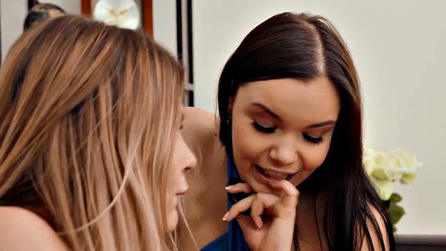 Sexy squirting bae fucked in threesome by big white dick