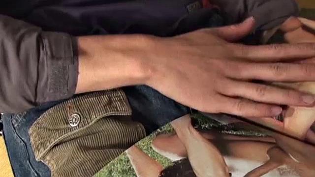 Walter walks in on his roommate Xavier stretched out on the sofa jacking off to a porn magazine. He quietly watches and soon pulls his cock out to stroke.