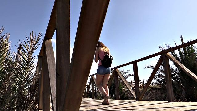 Gamer Girl in shorts fucks cop doggystyle in wild outdoor fuckfest