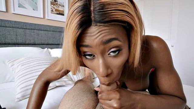 Bigtitted Nubian beauty gets pickedup and POV pounded