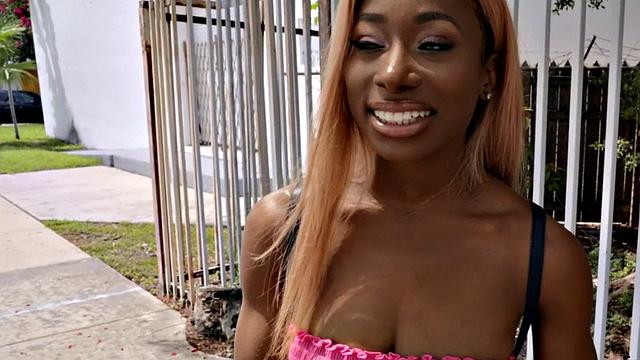 Bigtitted Nubian beauty gets pickedup and POV pounded