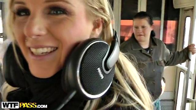 Blonde strips naked on the roof