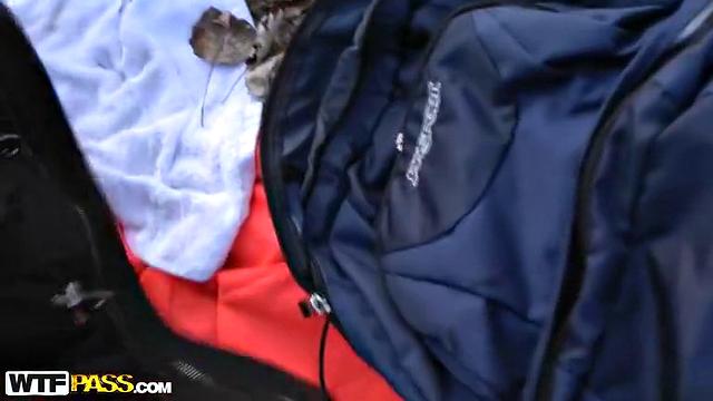 Blonde strips naked on the roof