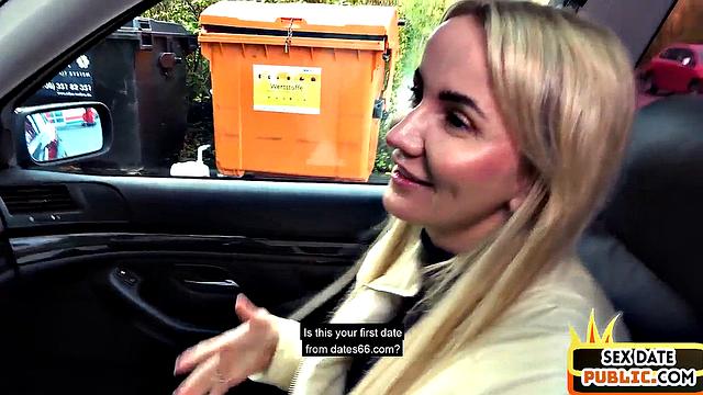 Public POV babe fucked outdoors by sex date after BJ in car