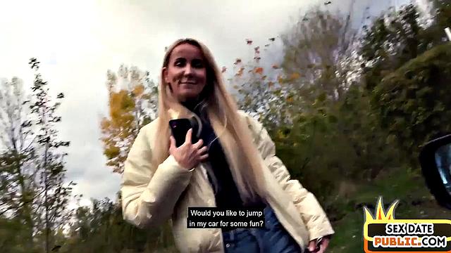 Public POV babe fucked outdoors by sex date after BJ in car
