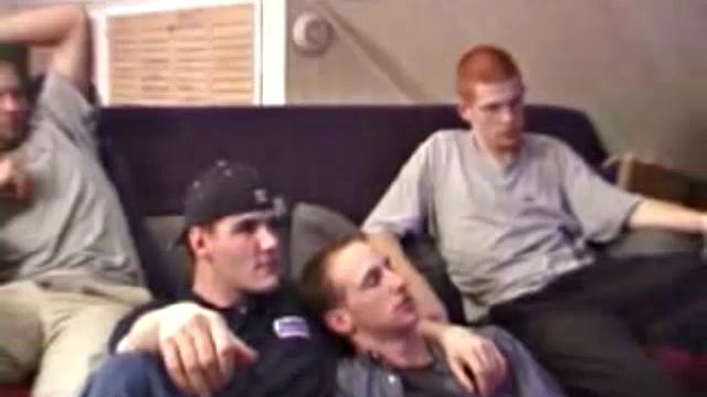 Stephen, Timmy Tucker, Aaron Snow and Tristian are four curious boys that have gotten together to watch some straight porn. What follows is a threesome, with a very open-minded voyeur completing the foursome.