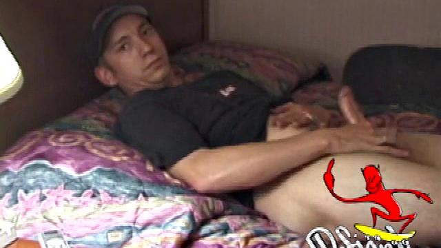 Pax skates in jeans, boxers, and a black Bruce Lee t-shirt. Back on his bed, he loses all that, looking more inviting when we see his blonde hair, big tattoos, and hard cock.