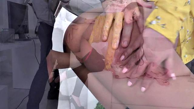 DP beauty double penetrated and cum sprayed in threesome