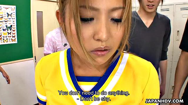Cheerleader in a hot group sex session