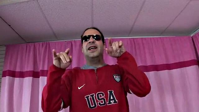 Busty blonde femdom jacks off cock