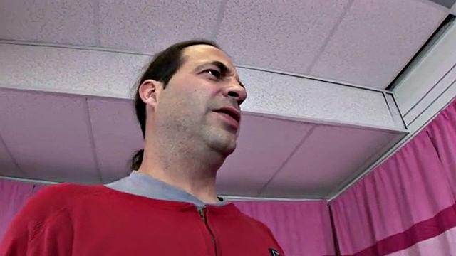 Busty blonde femdom jacks off cock