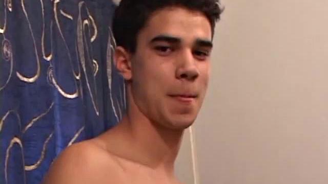 Dawson finds a magazine in the bathroom and decides to pleasure himself. A few minutes of cock stroking end with two cum shots.