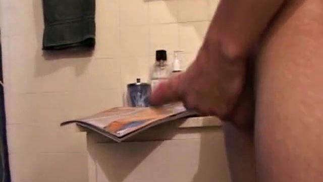 Dawson finds a magazine in the bathroom and decides to pleasure himself. A few minutes of cock stroking end with two cum shots.
