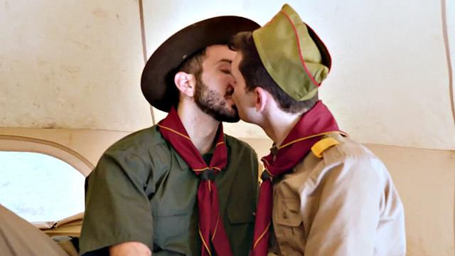 21yo twink scout fucked in tent by elder with hairy chest