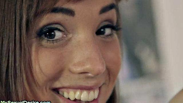 Petite sluts seduced by nympho in 3some pussy licking