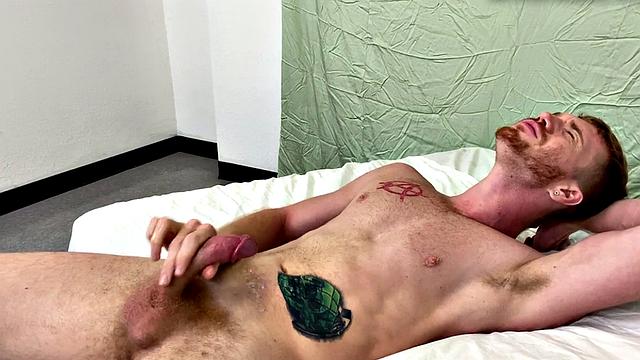 A amateur with a hairy armpit jerk off and get off in solo action until he cums!