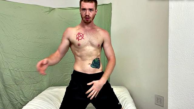 A amateur with a hairy armpit jerk off and get off in solo action until he cums!