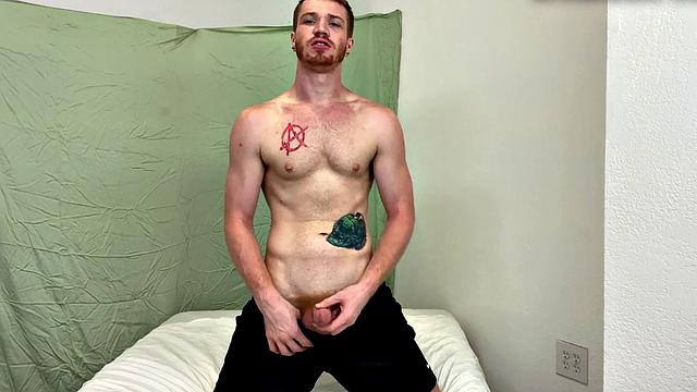 A amateur with a hairy armpit jerk off and get off in solo action until he cums!