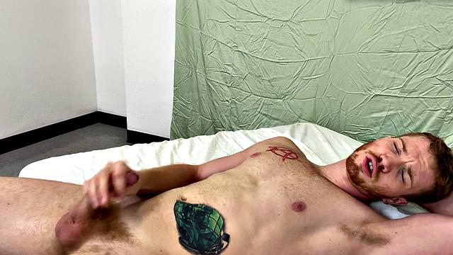 A amateur with a hairy armpit jerk off and get off in solo action until he cums!