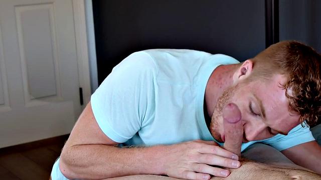 Athletic cocksucker doggystyled by stud till he cums