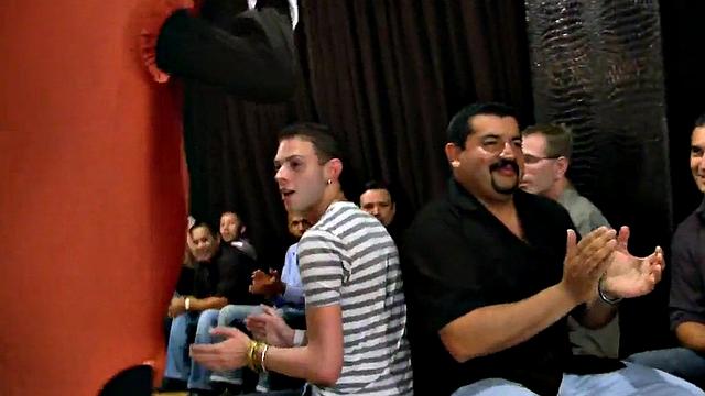 Real party male stripper gets blowjob by guys