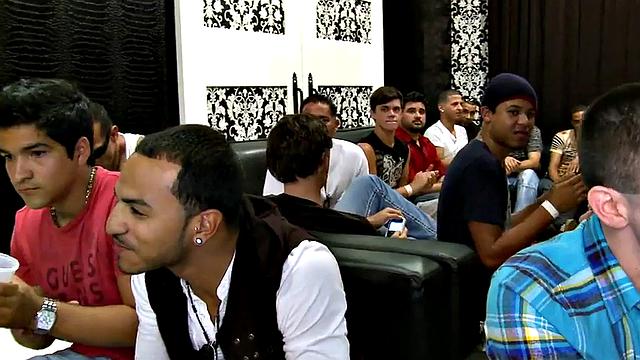 Real party male stripper gets blowjob by guys