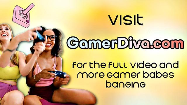 Busty gamer babe rides lover in POV