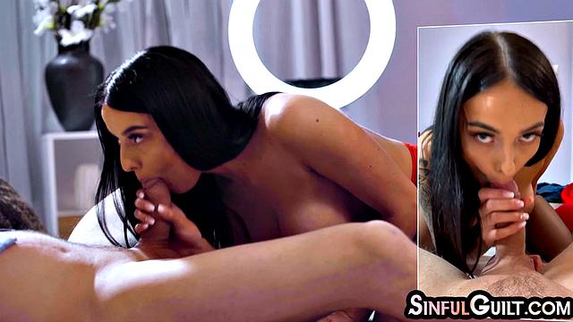 Big-titted babe in stockings sucks and rides her lover