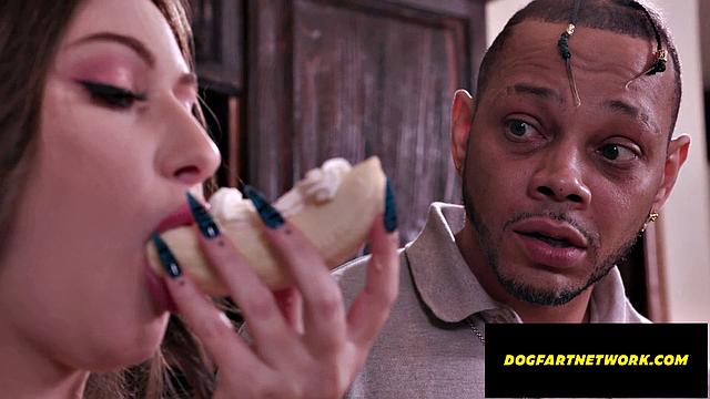 Kinky Bella Blu Sucks A BANANA & Has Pussy Wrecked By - Dogfart