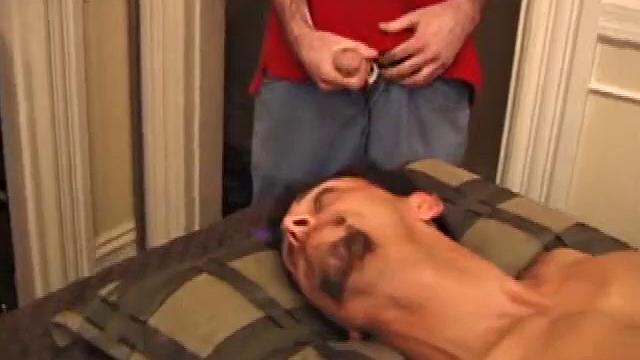 Tag, Mike Rimmer, Rod Filler and Silver are all relaxing after a busy day. Silver climbs on the massage table and the boys give him some physical attention.