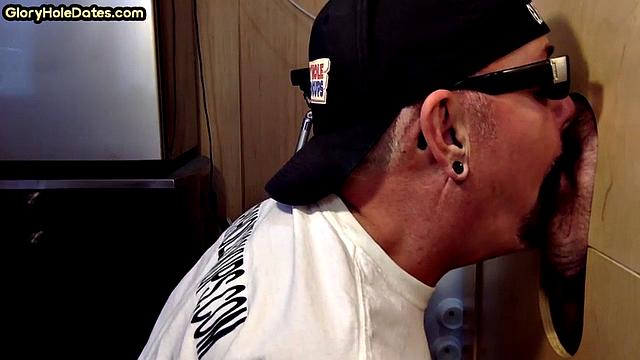 Gloryhole DILF sucks penis in homemade video