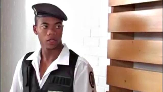 Security guard walks in and catches Emilio jacking off to some porn magazines. So, he decides to let Emilio take a crack at sucking his Brazilian cock.