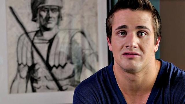 Amateur hunk teasing body and stroking shaft solo