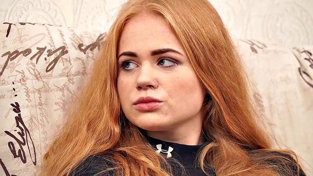 DEBT4k. Graceful ginger on boner because she bought a TV