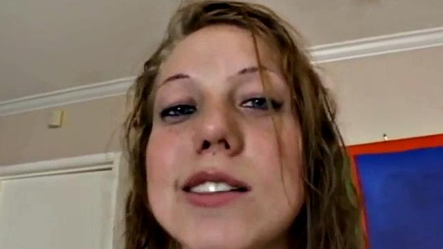 Watch this POV teen babe get off with her small tits & blow on a big cock