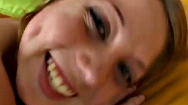 Watch this POV teen babe get off with her small tits & blow on a big cock