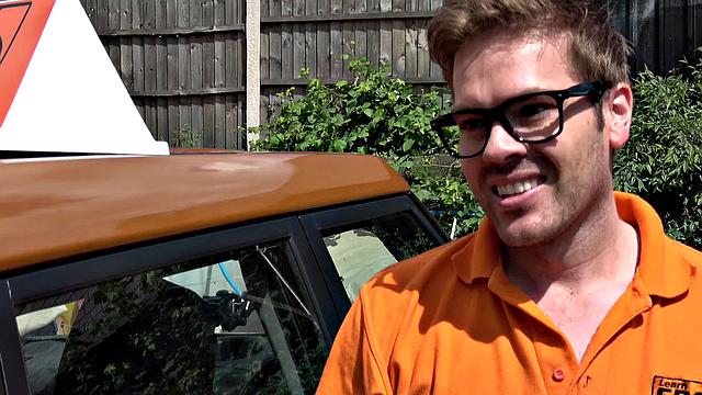 Blonde amateur with glasses & bra gets naughty in car & spooning with her doggy-style partner