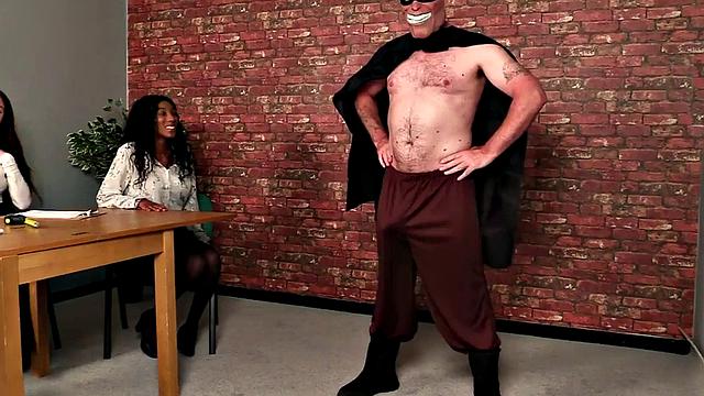 Office brits sucking superhero's dick in group