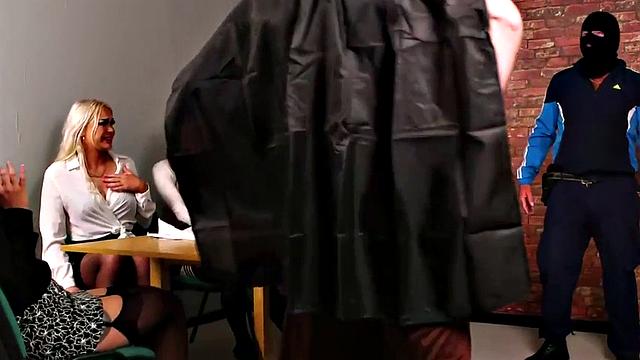 Office brits sucking superhero's dick in group