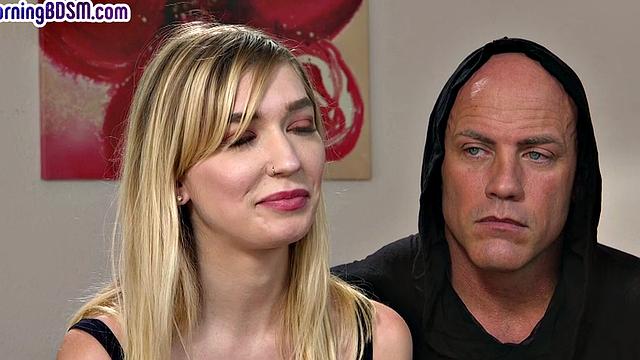 Bonded submissive throatfucked