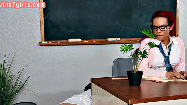 Tall black trans spoils handyman with interracial fun