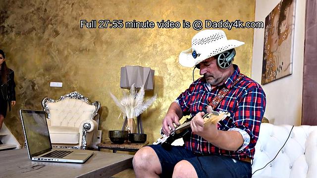 DADDY4K. Naughty gal sucks and rides hard instrument of boyfriends dad