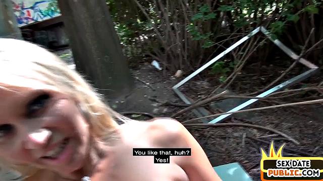 Real German MILF fucked in public 3some outdoor