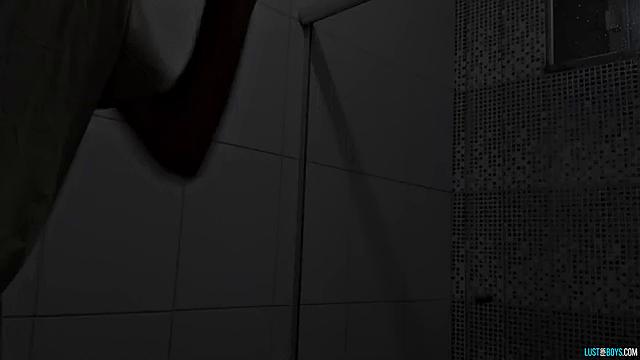 David Scott Rubbing a Pole in the Bathroom
