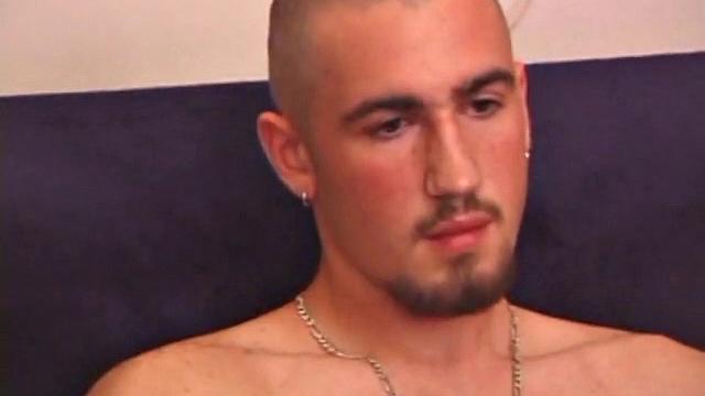 After stripping naked, Donovan grabs some lube and starts stroking. He gives his dick a serious workout, and edges himself, before splattering a load of cum on his stomach.