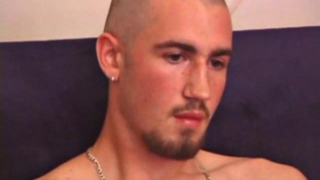 After stripping naked, Donovan grabs some lube and starts stroking. He gives his dick a serious workout, and edges himself, before splattering a load of cum on his stomach.