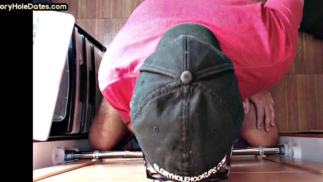 Mouthjizzed gaydaddy sucks gloryhole cock at home