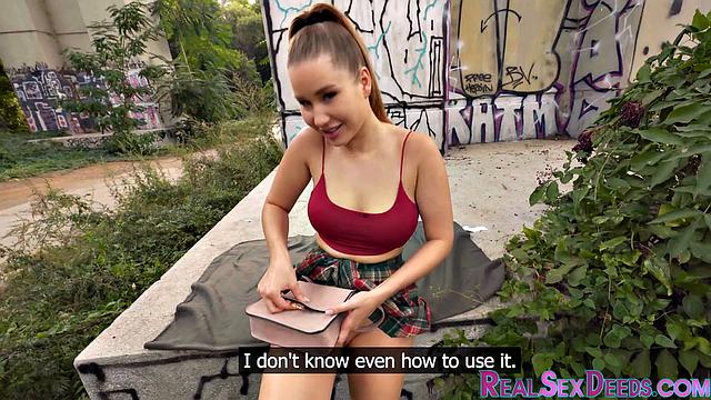 Big-titted bitch banged in public