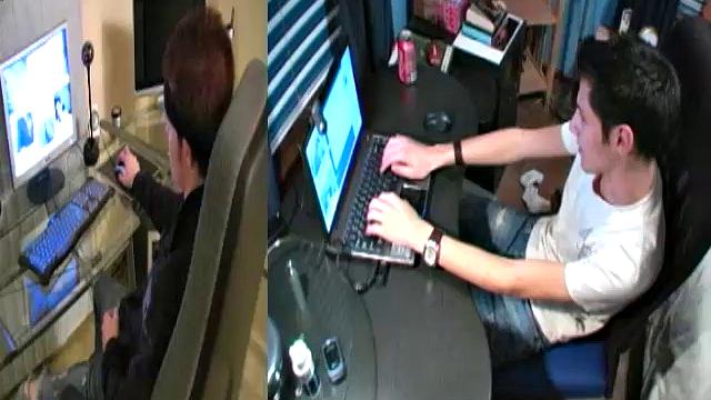 Niki and Andy decide to beat off for each other on webcam. Between the sexy chat and images of each other's smooth bodies and hard cocks, the two men get pretty horned up and shoot big loads of warm cum on themselves.