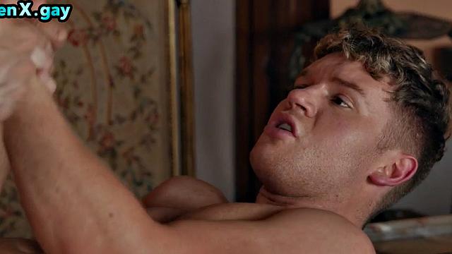 Manly soldier barebacking twink's anal hole after dinner